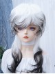 Black White Chessboard Series New Chinese Gradient Jellyfish Head Ouji Fashion Wolf Tail Long Curly Wig