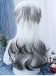 Black White Chessboard Series New Chinese Gradient Jellyfish Head Ouji Fashion Wolf Tail Long Curly Wig