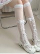 Dreamlike White Swan Ballet Princess Style Crystal Lace Sweet Lolita Versatile Middle Tube Socks