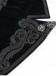 Gothic Style Exquisite Printed Velvet Collar Embroidered Appliqué With Flared Sleeves Black Drawstring Coat
