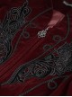 Gothic Style Soft Velvet Fabric Exquisite Applique On The Front Center Stand Collar With Metal Zipper Pendant Wine Red Warm Long Sleeve Jacket