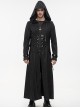 Punk Style Comfortable Skinny Back Mirrored Leather With Metal Decoration Black Adjustable Perforated Hooded Coat