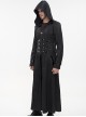 Punk Style Comfortable Skinny Back Mirrored Leather With Metal Decoration Black Adjustable Perforated Hooded Coat