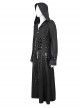 Punk Style Comfortable Skinny Back Mirrored Leather With Metal Decoration Black Adjustable Perforated Hooded Coat