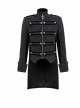 Gothic Style Exquisite Printed Silk Front Center Metal Button With Cross Pendant Zipper Black Slit Stand Collar Vintage Jacket
