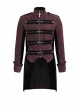 Gothic Style Exquisite Printed Silk Front Center Metal Button With Cross Pendant Zipper Red Slit Stand Collar Vintage Jacket