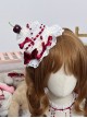 Simulated Handmade Blood Beads Cheerilee Ribbon Bowknot Triangle Cake Headdress Gothic Lolita Hat