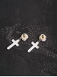 Beautiful Simulated Blood Stains Holy Pure White Rose Cross Pendant Gothic Lolita Earrings