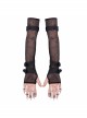 Punk Style Elastic Transparent Spider Web Fabric Finger Metal Chain With Elastic Rubber Band Black Mesh Gloves