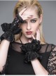 Gothic Style Sexy Lace Mesh Back Metal Skull Butterfly Buckle Decorated Black Rose Gloves