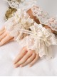 Versatile Daily Apricot Ruffle Lace Pearl Elegant Gorgeous Classic Lolita Cuff Wrist Straps