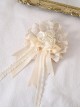 Rose Apricot Ruffle Round Lace Pearl Elegant Gorgeous Classic Lolita Hanamaru Dual-Purpose Versatile Hairpin Brooch