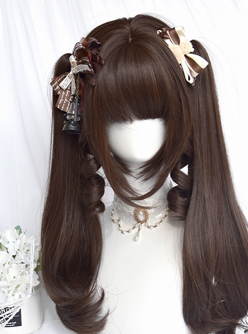 Magic Box Roll Series Retro Cute Roman Curl Sideburns Cute Double Ponytail Sweet Lolita Wig