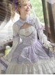 Chinoiserie Lace Ruffle Mesh Yarn Heart Stripes Purple Classic Lolita Long Sleeves Coat Suspender Dress Set