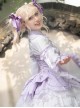 Chinoiserie Lace Ruffle Mesh Yarn Heart Stripes Purple Classic Lolita Long Sleeves Coat Suspender Dress Set