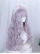 Cute Taro Light Purple Quadratic Element Long Curly Hairstyle Elegant Flat Bangs Sweet Lolita Full Head Wig