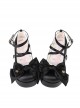 Ribbon Doll Series Satin Cute Large Bowknot Cross Straps Sweet Lolita Retro Muffin Thick Bottom Shoes