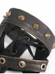 Punk Retro Irregular Winding Adjustable Rope Eyelets Brown Metal Rivet Leather Gloves