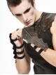 Punk Style Handsome Armor Shape Edge Metal Rivet Decoration Brown Adjustable Leather Gloves