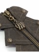 Punk Style Handsome Armor Shape Edge Metal Rivet Decoration Brown Adjustable Leather Gloves