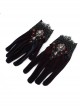 Gothic Style Warm Velvet With Lace Hand Sewn Red Diamond Black Gorgeous Gloves