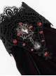 Gothic Style Warm Velvet With Lace Hand Sewn Red Diamond Black Gorgeous Gloves