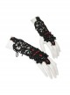 Gothic Style Gorgeous Translucent Applique Back Of Hand Three Dimensional Hand-Sewn Diamond Black Adjustable Drawstring Lace Gloves