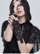 Gothic Style Gorgeous Translucent Applique Back Of Hand Three Dimensional Hand-Sewn Diamond Black Adjustable Drawstring Lace Gloves