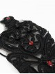 Gothic Style Gorgeous Translucent Applique Back Of Hand Three Dimensional Hand-Sewn Diamond Black Adjustable Drawstring Lace Gloves