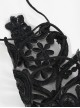 Gothic Style Gorgeous Translucent Applique Back Of Hand Three Dimensional Hand-Sewn Diamond Black Adjustable Drawstring Lace Gloves