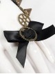 Punk Style Exquisite Metal Gear Decoration With Crystal Rose Black Retro Feather Gloves