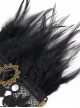 Punk Style Exquisite Metal Gear Decoration With Crystal Rose Black Retro Feather Gloves