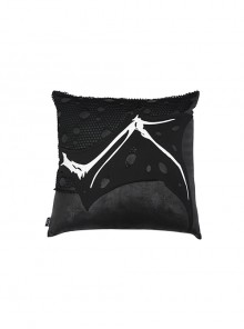 Gothic Style Personality Irregular Crack Imitation Leather Splicing Hole Mesh Black Knitted Detachable Pillow