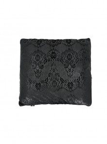 Gothic Style Gorgeous Velvet Printed Cotton With Metal Zipper Black Expandable Pillow