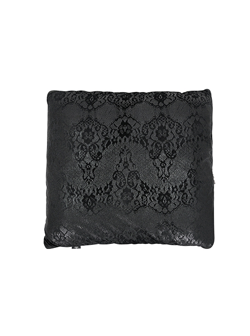 Gothic Style Gorgeous Velvet Printed Cotton With Metal Zipper Black Expandable Pillow