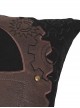 Gothic Style Personality Twill Weave Center Stitching Cracked Leather With Metal Gear Decoration Black And Brown Pillow