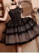 Dark Butterfly Series Gorgeous Gradient Balck Lace Bowknot Ruffles Gothic Lolita Slip Dress Choker Set