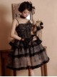 Dark Butterfly Series Gorgeous Gradient Balck Lace Bowknot Ruffles Gothic Lolita Slip Dress Choker Set