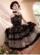 Dark Butterfly Series Gorgeous Gradient Balck Lace Bowknot Ruffles Gothic Lolita Slip Dress Choker Set