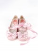 Sissi Series Ballet Style Cute Bowknot Ribbon Sweet Lolita Round Toe PU Leather Mid-Heel Mary Jane Shoes