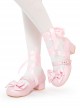 Sissi Series Ballet Style Cute Bowknot Ribbon Sweet Lolita Round Toe PU Leather Mid-Heel Mary Jane Shoes