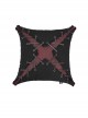 Punk Style Personality Old Metal Eyelet Rope Middle Cross Shape Black And Red Cracked Leather Pillow