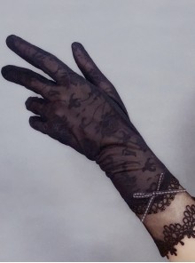Dim Night Series Elegant Sexy Retro Hong Kong Style Lace With Concealed Pattern Gothic Lolita Gloves