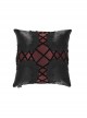 Gothic Style Gorgeous Woven Fabric Cross Stitch Flower Decoration In The Middle Black Rope Lace Removable Pillow