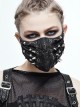 Punk Style Handsome Metal Eyelets Rivets Stitching Diamond Mesh Embroidery Silver And Black Leather Mask