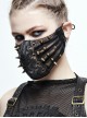 Punk Style Handsome Metal Eyelets Rivets Stitching Diamond Mesh Embroidery Brown And Black Leather Mask