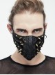 Punk Style Handsome Metal Eyelets Rivets Stitching Diamond Mesh Embroidery Brown And Black Leather Mask