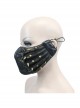 Punk Style Handsome Metal Eyelets Rivets Stitching Diamond Mesh Embroidery Brown And Black Leather Mask