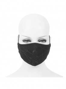 Punk Style Elastic Spider Web Pattern Fabric Black Simple Knit Adjustable Ear Hook Mask