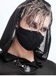 Punk Style Elastic Spider Web Pattern Fabric Black Simple Knit Adjustable Ear Hook Mask